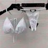 Sexig triangel thong bikinis kvinnor ihåliga stickade badkläder badklänning strandkläder två stycken set242c