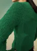 Tricots pour femmes dames vert polaire Texture Cardigan Style français accrocheur mode couleur Chic pull à manches longues femme hauts courts