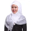Abbigliamento etnico Hijab Sciarpa islamica musulmana Sciarpe per donna Sottosciarpa lunga Moslima Tinta unita Preghiera Turbante Morbida testa avvolgente Bandane