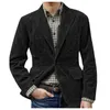 Men's Suits Mens Winter Corduroy Vintage Jacket Solid Casual Turn-down Collar Blazer Coats For Men Autumn Fashion Pocket Slim Suit Outerwear