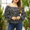 Women's T Shirts Floral Print Blouse For Women Long Sleeve Tops Fashion Spring Summer Casual Black