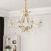 Lustres E14 style européen bougie lustre cristal pendentif suspension pour salon chambre modèle villa duplex lampadaire