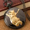 Vintage Style Watches Carved Golden Maine Coon Cat Design Pet Animal Unisex Quartz Pocket Watch Sweater Pendant Chain Gift