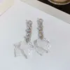 Zirkonkedjan Kristallpärlskal Leaf Dangle örhängen för kvinnor koreansk modeörhänge dagliga födelsedagsfest smycken gåvor