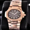 3 F￤rg Nautilus 18K Rose Gold Quartz Movement Date Watch 7010r-011 35mm damer dam modeklockor262z