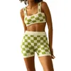 Women's Tracksuits Women Knitted Shorts Set Summer Print Sports Suit Tracksuit Sexy Beach Outfits High Waist Two Piece