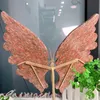 السمسم الطبيعي Jasper Butterfly Wings Barty Room Decor Special Healing Meditaiton Purification Energy Red Quartz Crystal Rock Wings Mineral Senter