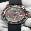 lyxig armbandsur av h￶gsta kvalitet gummi armband 40mm regnb￥ge diamantklocka automatisk mekanisk r￶relse m￤n klockor ny ankomst233a