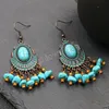 Vintage Bohemian Drop Dangle Earrings for Women Blue Stone Tassel Handmade Jewelry Ethnic Boho Geometric Statement Earrings