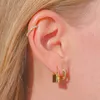 Hoop Ohrringe 2022 Sommer Mode Einfache Europäischen Frauen Schmuck Multi Piercing Gold Farbe Nette Reizende Kleine Schloss Förmigen Ohrring