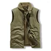 Gilets pour hommes hiver coton manteau hommes à capuche épais cachemire gilet militaire cargo polaire veste sans manches lâche peluche gilet