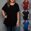 Vêtements ethniques Mode Haute Qualité Grande Taille Dames Col Rond Pull Classique Couleur Solide T-shirt À Manches Courtes Vetement Femme Drop