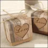 Juldekorationer 50 datorer Kraft Paper Wedding Party Candy Gift Favor Box Holder With Khaki Burlap Twine Drop Delivery Home Garden OT26U