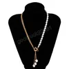 Colar de p￩rolas de assimetria colar de gargantilha para mulheres encanta de bobinas longas com colares de pingentes de p￩rolas acess￳rios de j￳ias da moda
