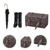 Storage Bottles 1 Set Mini House Umbrella Rain Boots Leather Suitcase Model Doll Travel