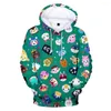 Hoodies masculino Game Animal Crossing Happy Home Designer 3D Capuz de cosplay Horizons Tom Nook Selto de moletom de moletom solto Tops