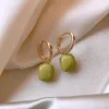 Fashion Simple Design Green Love Heart Shaped Dangle Earrings For Woman Girls Elegant Sweet White Square Drop Earring Jewelry