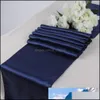 Chemin de Table En Gros 10 Pcs Marine Bleu Satin Coureurs 12 X 108 Décorations De Fête De Mariage Drop Delivery Maison Jardin Textiles Chiffons Otk3A