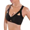 Conjunto de Yoga, sujetador, lencería para mujer, Color liso, parte delantera cruzada, encaje, sujetadores deportivos, copa completa, chaleco, Tops, ropa interior, Soutien Gorge Femme 2022