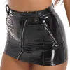 Rokken dameswetlook nachtclub feest gotische stijl hoge taille schuine zipper sexy clubkleding latex patent lederen minirok