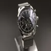 PC Man Quartz Watch rostfritt st￥l Black Dial Silver Case 1884 Six Pin Multifunktion 46mm246j