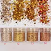 Nail Glitter 1Jar Sky Blue Dipping Powder Series Charm Holographic Shining Flakes Laser Hexagon Chunky Sequins #