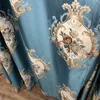 Curtain Mid-to-high-end European Style Semi-shading Jacquard Embroidered Fabric Finished Floor Curtains For Living Dining Room Bedroom