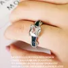 Cluster Rings 2022 Silver Color Asscher Cut Zircona Engagement Ring For Women Lady Anniversary Gift Christmas Finger Unique Jewelry R5039