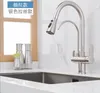 Kitchen Faucets Gold Brass European-style Antique Three-in-one Faucet And Cold Sink Pull-out Clean Rotation