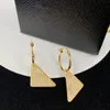 Chic Triangle Diamond Golden Necklaces Designer Triangular Earrings Metal Chain Necklaces Jewelry Sets With Box