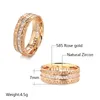 Cluster Rings Kinel Luxury Wedding Bands Eternity 585 Rose Gold Natural Zircon Promise Engagement Ring Women Men Finger Party Jewelry