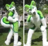 Green Husky Fursuit Mascot Costume Plysch vuxen storlek tecknad fancy kl￤nning kostym f￶r halloween festevenemang