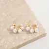 Hoop Earrings Good Quality Cute Pearl Studs For Women Gold Color Eardrop Minimalist Tiny Huggies Hoops Wedding Fashion Jewelry