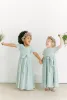 Mint Green Flower Girl -jurken Baby Blue A Line for Wedding V Neck Chiffon Girls Pageant Dress Kids Formele verjaardagsfeestjurken Custom Made Made Made