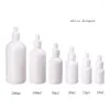 Bouteilles de stockage Compte-gouttes Verre de porcelaine blanche 5-100ML Portable Vide Soins de la peau Eliquid Huiles Flacons Conteneur d'huile essentielle Pipette