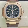 3K fabriksherrens klocka 40,5 mm Rose Gold Chronograph Ref.5980 CH28520 Rörelsedatum Automatiska mekaniska klockor eta Brown äkta Leter Sport -armbandsur