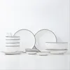 Dinware sets 12 stcs/ 17 stcs/ 28 stcs Europese witte kortheidsstijl keramische kommen borden passen porselein servies set