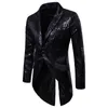 Trajes de hombre Lentejuelas para hombre Chaqueta gótica FRAC Vintage Rojo Steampunk Victoriano Abrigo largo Hombres Uniforme Cena Fiesta Boda Esmoquin Blazer XXL