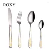 Zestawy sztućców 24pcs ze stali nierdzewnej Złote Gold Cutlery Zestaw stołowy Silverware Dinking Widelec Spoon Nóż