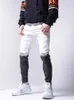 Men's Jeans Men Skinny Stretch Ripped Mens Fashion Zipper Slim Fit Denim Trousers Brand Motor Biker Hip Hop White Black 2022