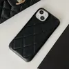 Fashion Designer Caviar Leather Phone Cases For iPhone 14 13 12 11 Pro Max Black Insert Card Back Shell 14Pro 14ProMax 13Pro 13ProMax Card Holder Cellphone Case