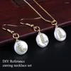 Charms Gold Micro Paved White Crystal Round Flat Natural Freshwater Pearl Bead Pendant Charm For Diy Jewelry Making Choker