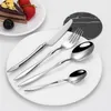 Dinnerware Sets 4pcs Gold Cutlery Steak Knife Wedding Stainless Steel Tableware Fork Western Dinner Spoon Flatware Kitchen Utensils