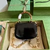 Mini Bamboo Bag Diamonds Chain Handbags Flap Rhinestone Crossbody Clutch Bags Real Patent Leather Purse Wallets Shoulder Bags Twist Lock Interior Leathers 1947