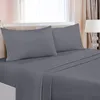 Conjuntos de cama Conjunto de lençóis de cama práticos - 4 peças Microfibra escovadas encolhimento e cuidados fáceis resistentes a desbotamento (cinza completo)