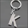 Nyckelringar Fashion Crystal Rhinestone Alfabet Keyring Inledande bokstavskedja unisex KeyChain 26 Bokst￤ver 1387 Q2 Drop Delivery Jewe Otclh