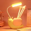 Bordslampor Cartoon Creative Snail Learning Desk Lamp LED Laddning av ögonskydd Kindern Barnens lilla gåva