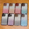 Papper bling glittergradient metallfodral för iPhone 14 pro max 13 12 11 xr xs x 8 7 plus kameralinsskydd fina hål3880327