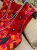 Sıradan Elbiseler Çiçek Tırnak Boncukları Zarif Klasik Kırmızı Kolsuz Yelek Kadınlar için İlkbahar ve Yaz ve Yaz Kadın Giysileri