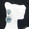 Stud Earrings 51x23mm Deluxe Pink Kunzite London Blue Topaz CZ Jewelry For Woman's Silver